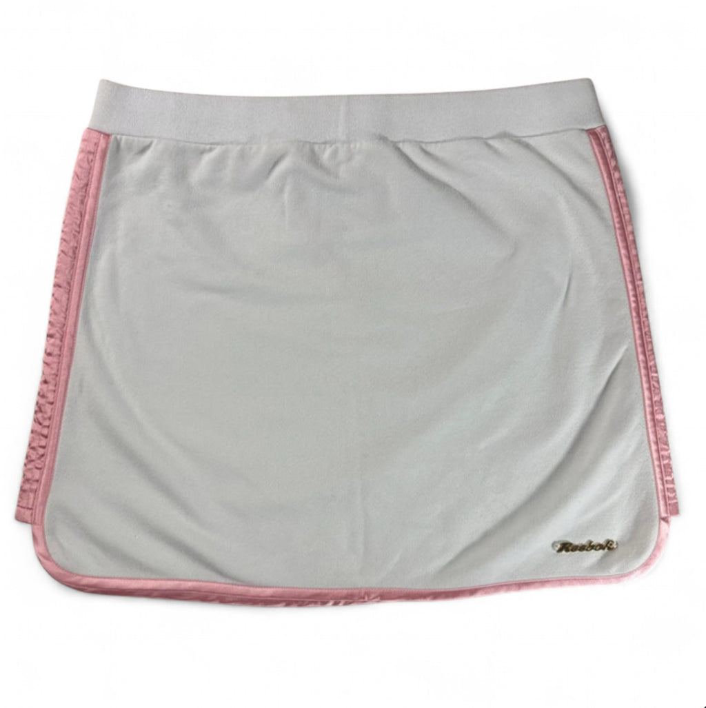 VINTAGE Y2K REEBOK MINI SKIRT WHITE PINK TRIM GOLD LOGO UK 12 M