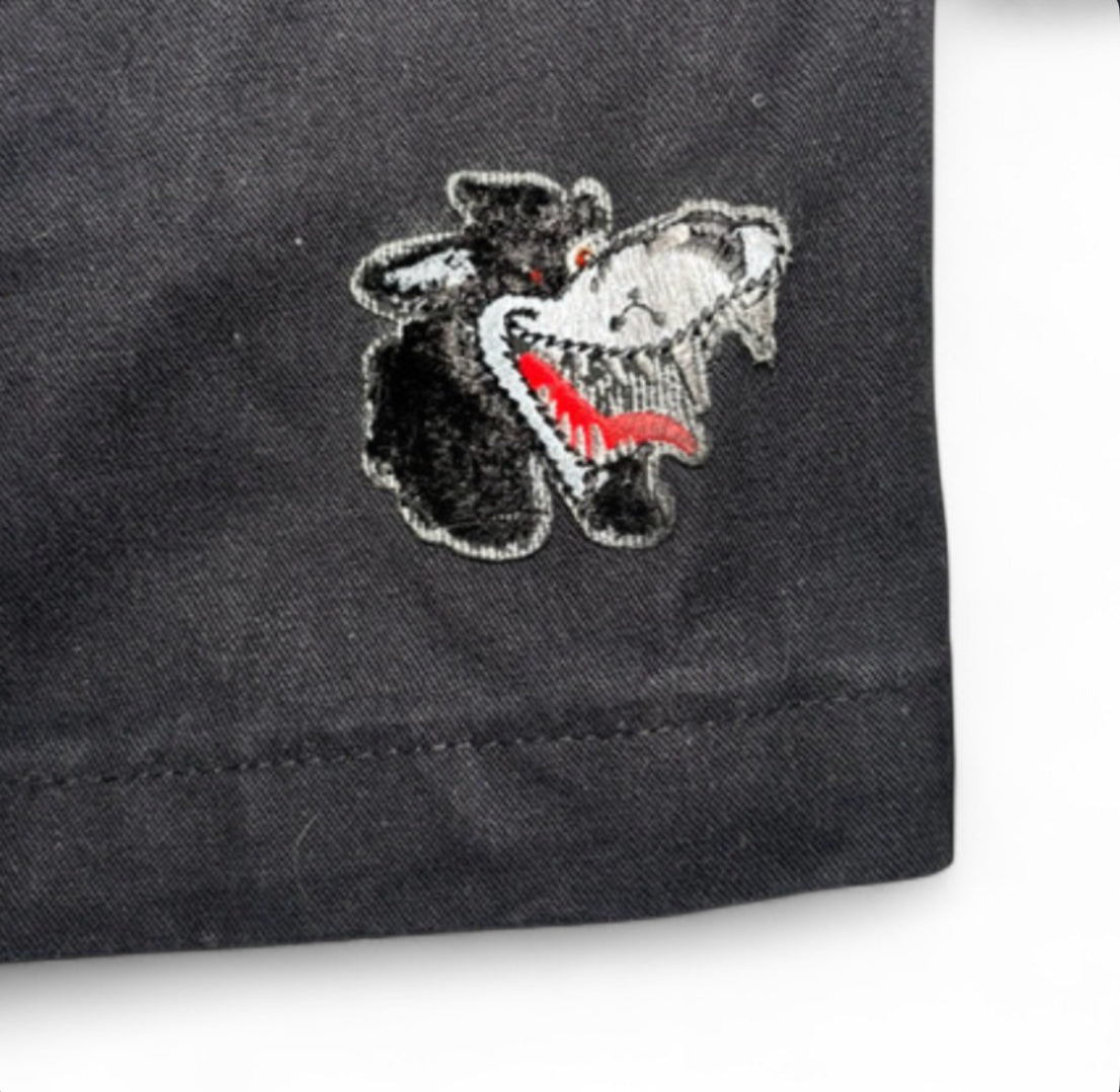 DICKIES CUSTOM SHORTS - 1 OF 1 BEADED WING - BLACK W30 Y2K BIKER