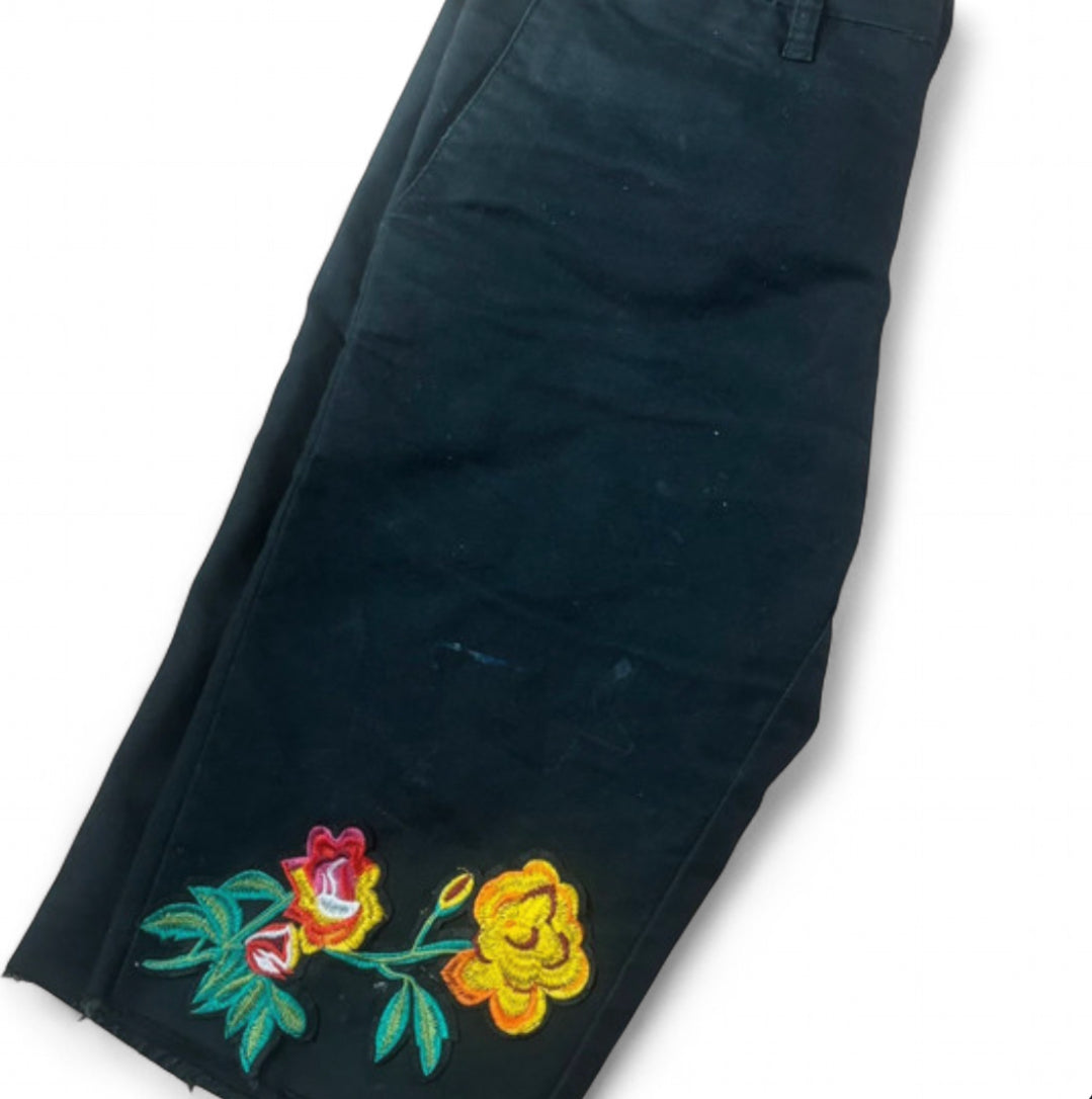 CARHARTT WIP CUSTOM 1 OF 1 FLORAL EMBROIDERY Y2K STYLE CUT OFF SHORTS W32 BLACK SID PANT