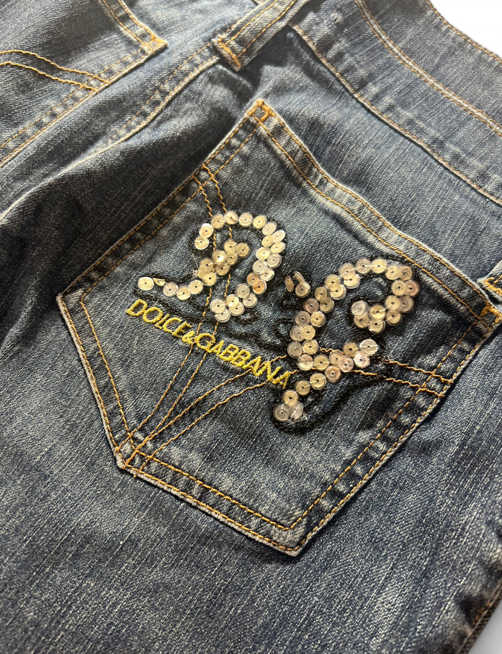 VINTAGE Y2K D&G DOLCE & GABBANA SEQUIN LOGO JEANS W29