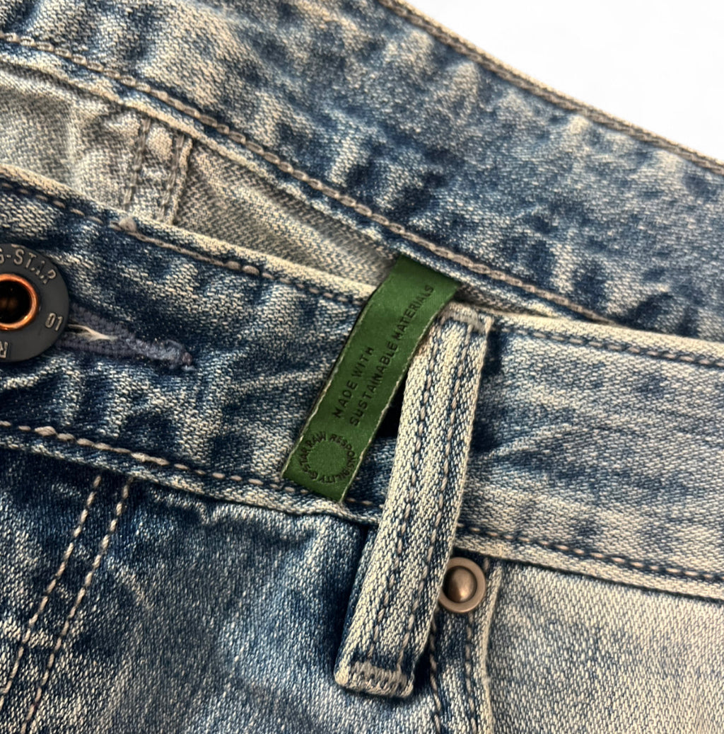 G-STAR RAW TRIPLE A STRAIGHT DENIM JORTS LIGHT WASH RAW HEM W34