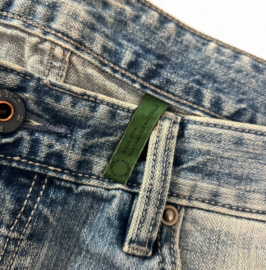 G-STAR RAW TRIPLE A STRAIGHT DENIM JORTS LIGHT WASH RAW HEM W34
