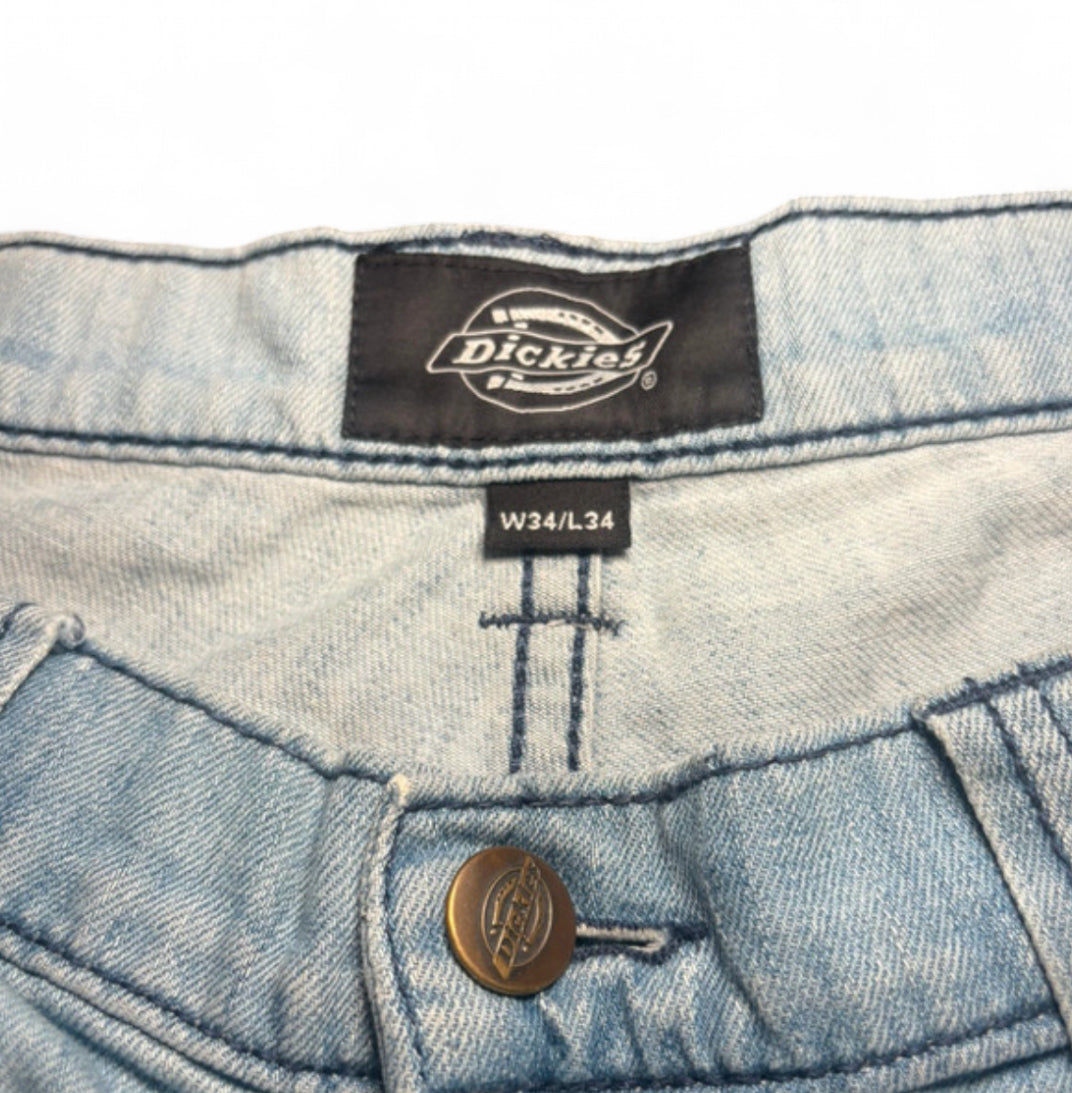 DICKIES DENIM JORTS LIGHT WASH - 1 OF 1 CUSTOM MONEY PATCH