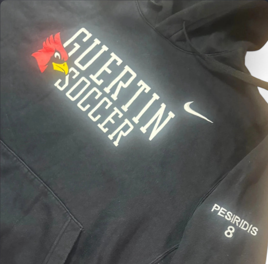 VINTAGE NIKE TEAM SWOOSH GUERTIN SOCCER CARDINAL MASCOT PULLOVER HOODIE LARGE