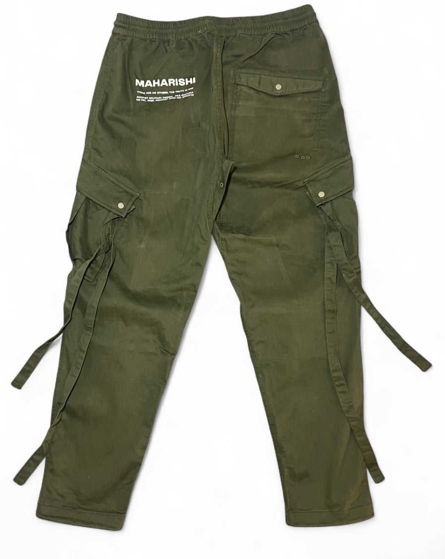 MAHARISHI TACTICAL UTILITY CARGO TROUSERS OLIVE GREEN W30
