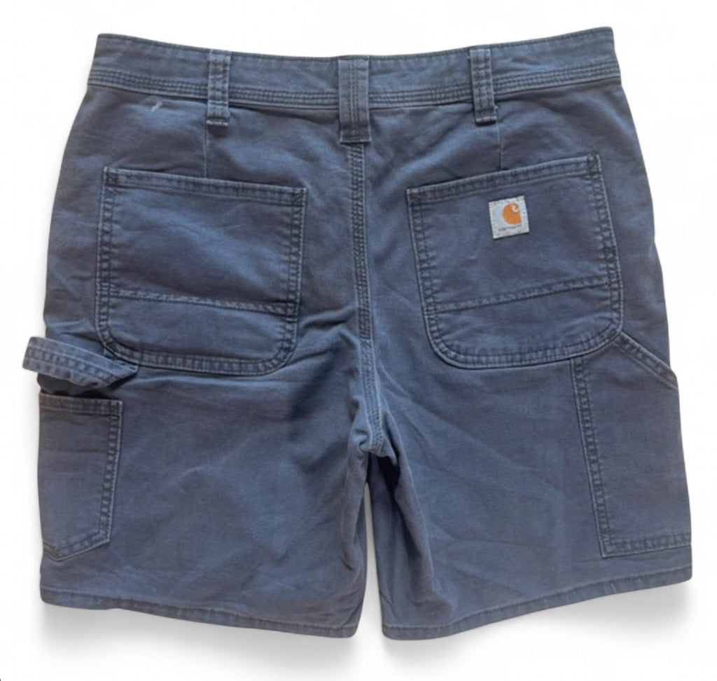 CARHARTT ORIGINAL FIT CARPENTER UTILITY SHORTS - WASHED NAVY BLUE COTTON WORKWEAR