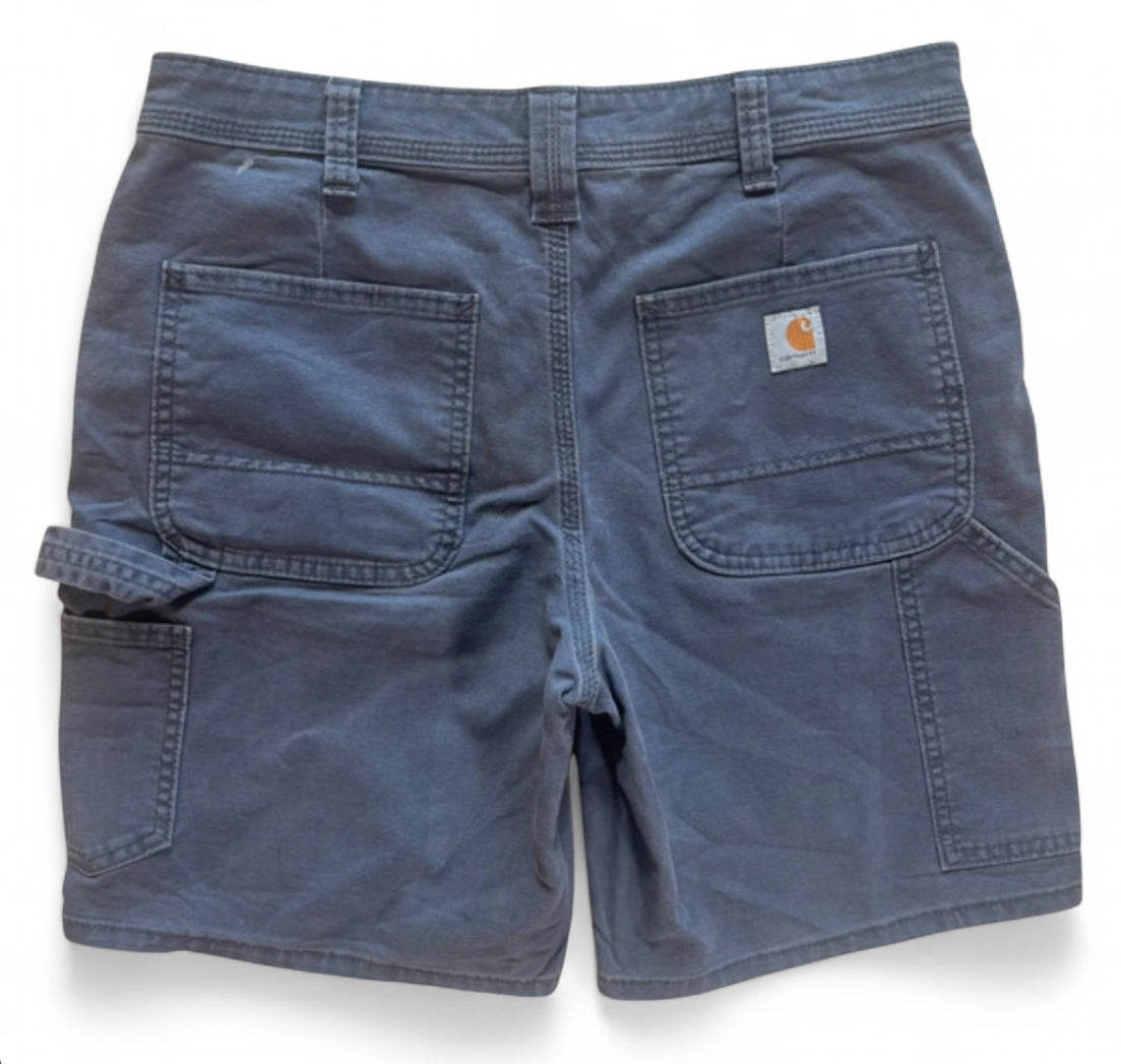 CARHARTT ORIGINAL FIT CARPENTER UTILITY SHORTS - WASHED NAVY BLUE COTTON WORKWEAR