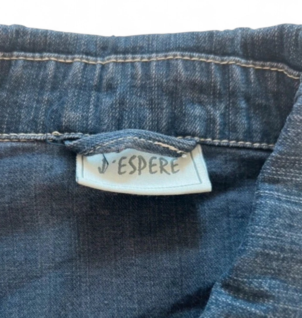 VINTAGE Y2K J'ESPERE EMBROIDERED DENIM JACKET DARK WASH UK 14