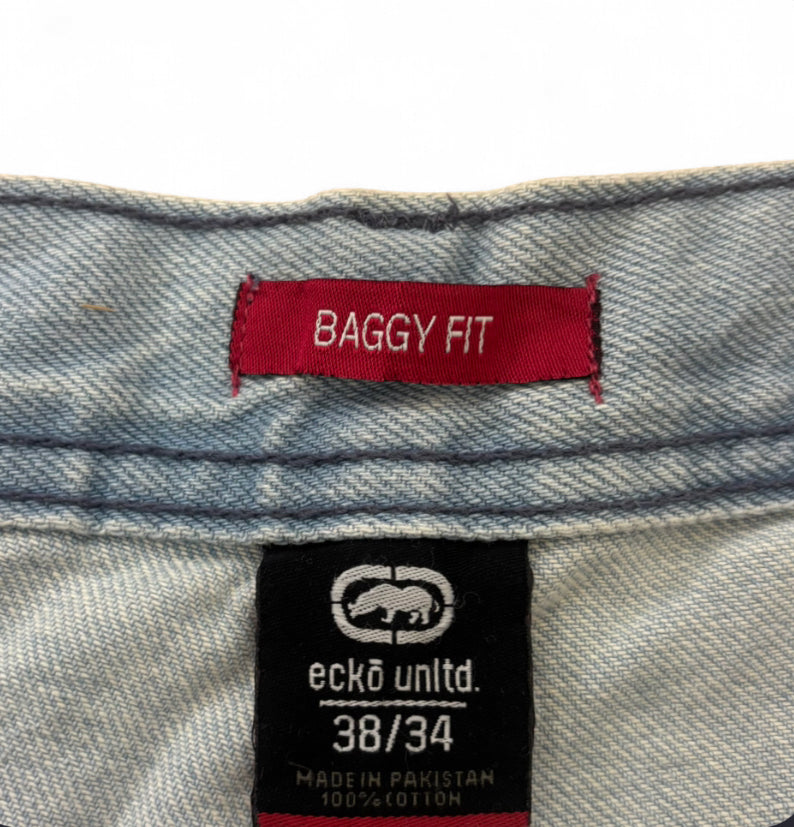 ECKO UNLTD DENIM JORTS LIGHT WASH - 1 OF 1 CUSTOM DRAGON