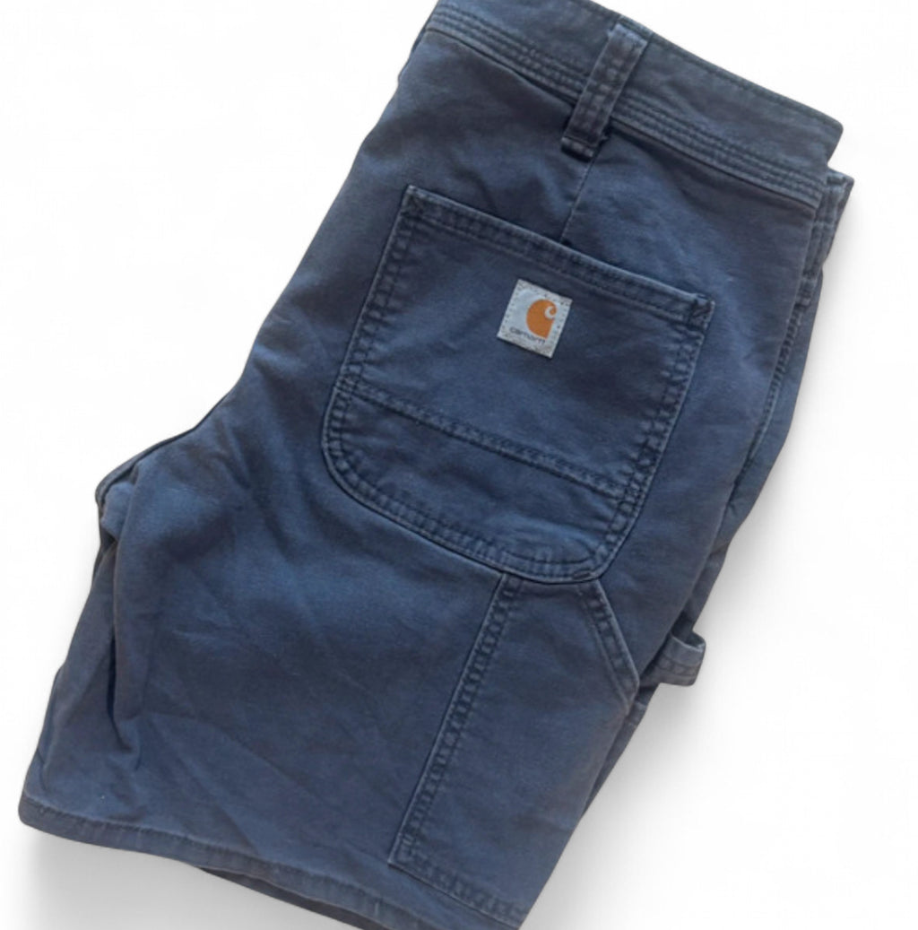 CARHARTT ORIGINAL FIT CARPENTER UTILITY SHORTS - WASHED NAVY BLUE COTTON WORKWEAR