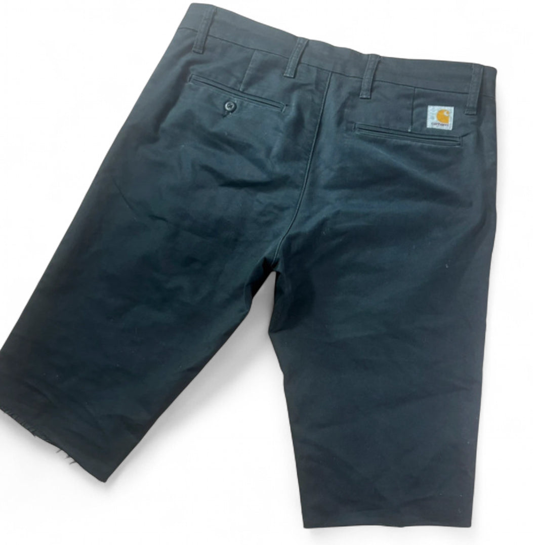 CARHARTT WIP CUSTOM 1 OF 1 FLORAL EMBROIDERY Y2K STYLE CUT OFF SHORTS W32 BLACK SID PANT