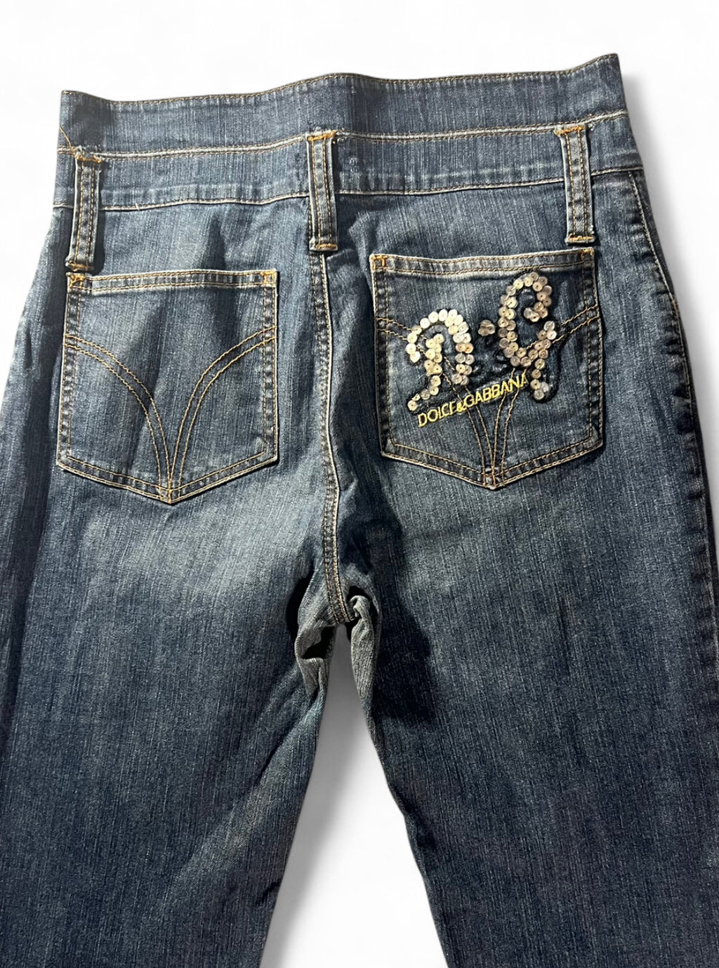 VINTAGE Y2K D&G DOLCE & GABBANA SEQUIN LOGO JEANS W29