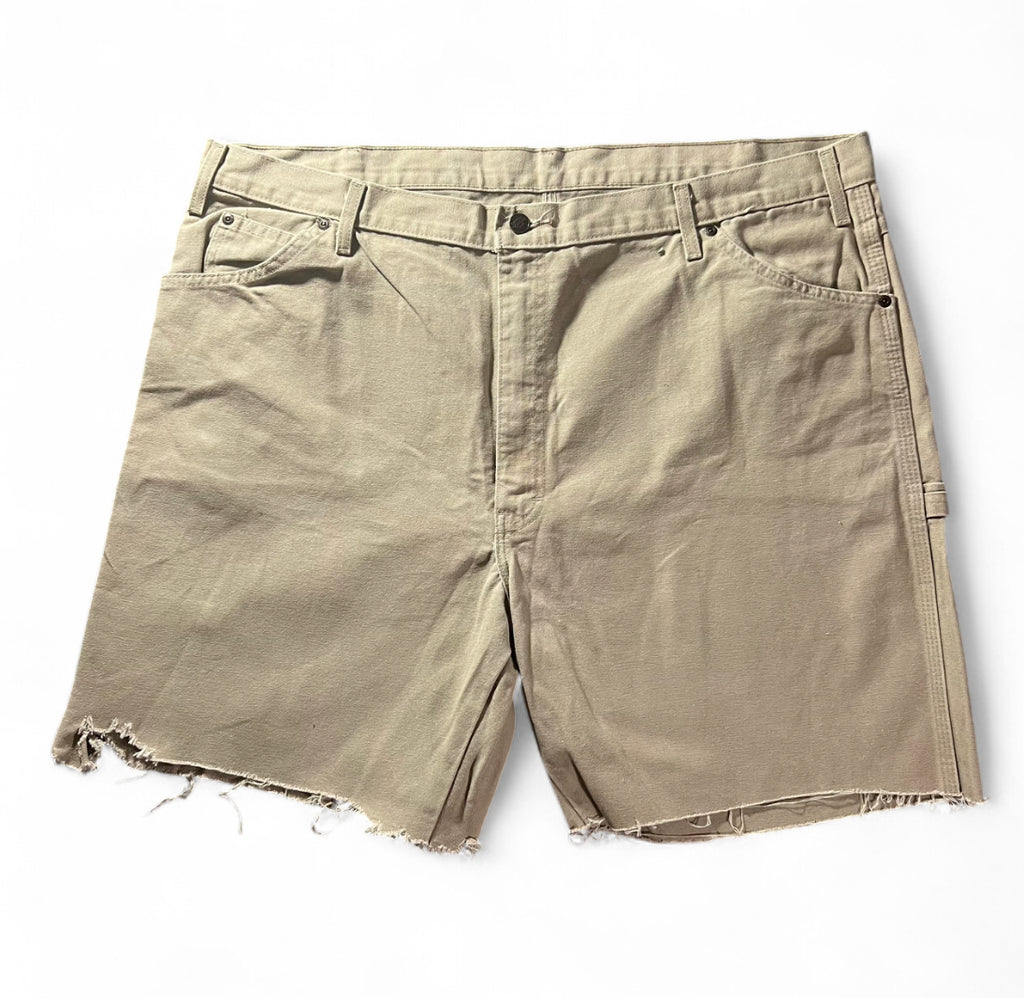VINTAGE CUSTOM DICKIES RAW HEM WORKWEAR SHORTS SKULL 1 OF 1 BEIGE W42