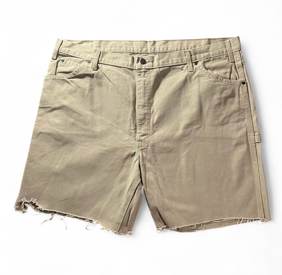VINTAGE CUSTOM DICKIES RAW HEM WORKWEAR SHORTS SKULL 1 OF 1 BEIGE W42