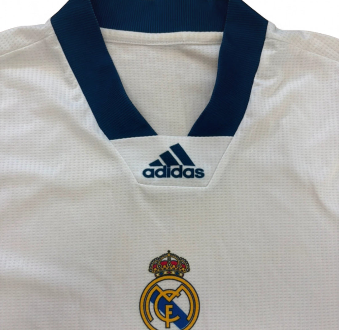 ADIDAS REAL MADRID CF RETRO 90S STYLE TRAINING SHIRT SHORT SLEEVE SIZE M WHITE NAVY YELLOW