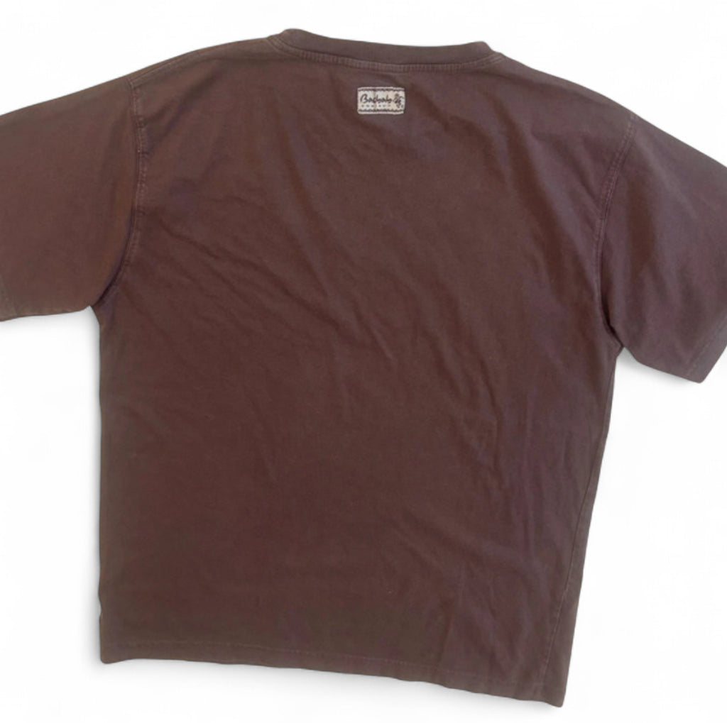 Y2K ERA 2009 BAOBAB COMPANY BROWN GRAPHIC T-SHIRT TRIBAL MASKS LES SAINTES LARGE
