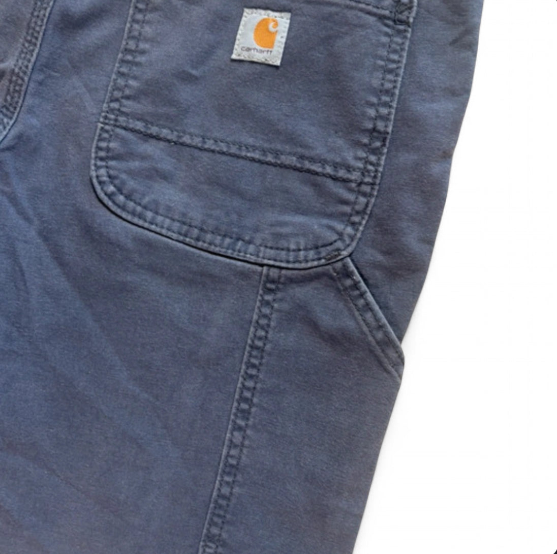 CARHARTT ORIGINAL FIT CARPENTER UTILITY SHORTS - WASHED NAVY BLUE COTTON WORKWEAR