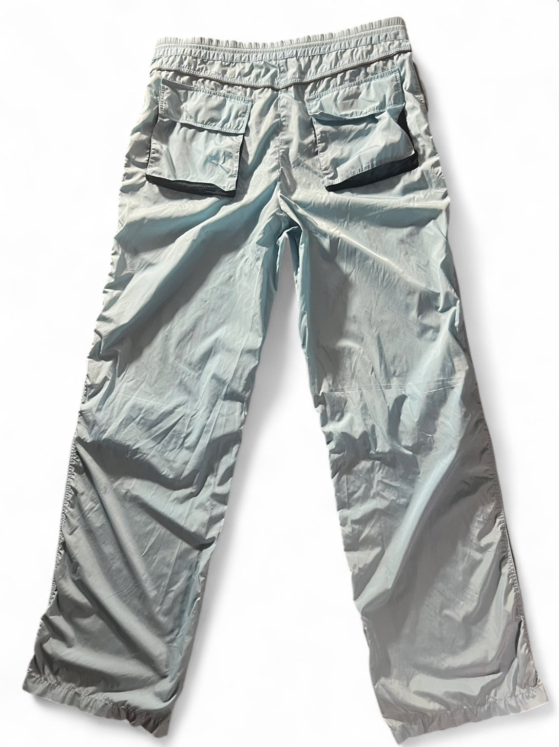 VINTAGE VERSACE SPORT LIGHTWEIGHT NYLON TRACK TROUSERS SKY BLUE SIZE S