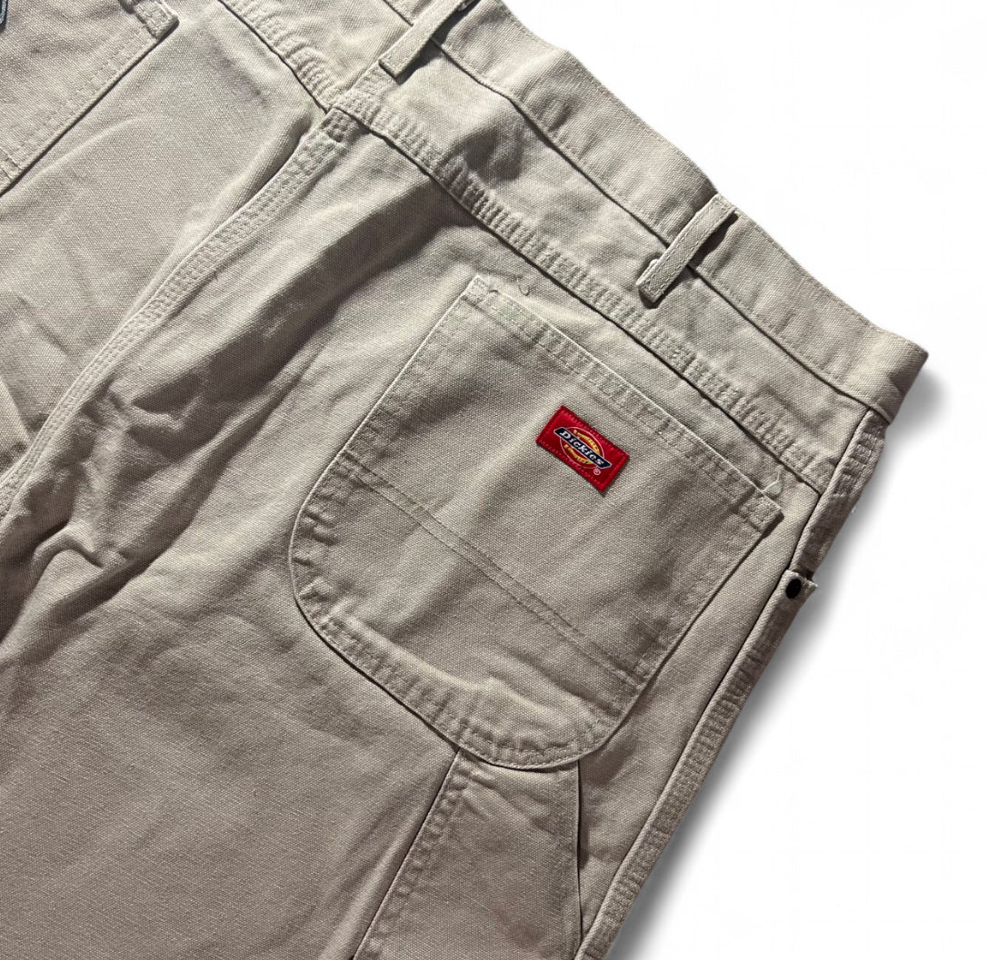VINTAGE CUSTOM DICKIES RAW HEM WORKWEAR SHORTS SKULL 1 OF 1 BEIGE W42