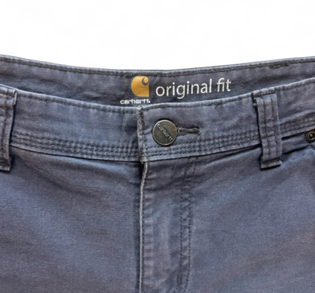 CARHARTT ORIGINAL FIT CARPENTER UTILITY SHORTS - WASHED NAVY BLUE COTTON WORKWEAR