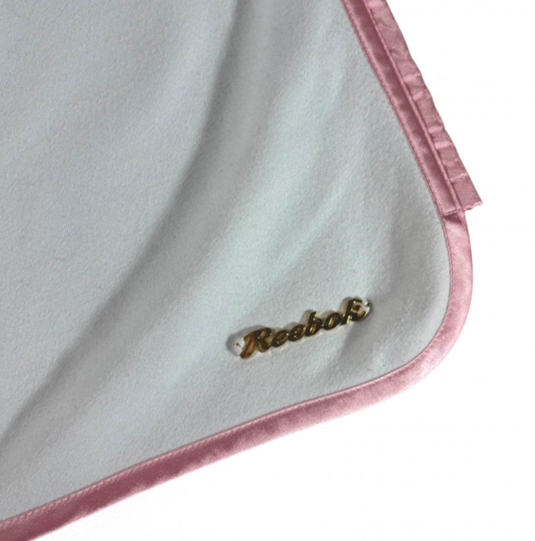 VINTAGE Y2K REEBOK MINI SKIRT WHITE PINK TRIM GOLD LOGO UK 12 M