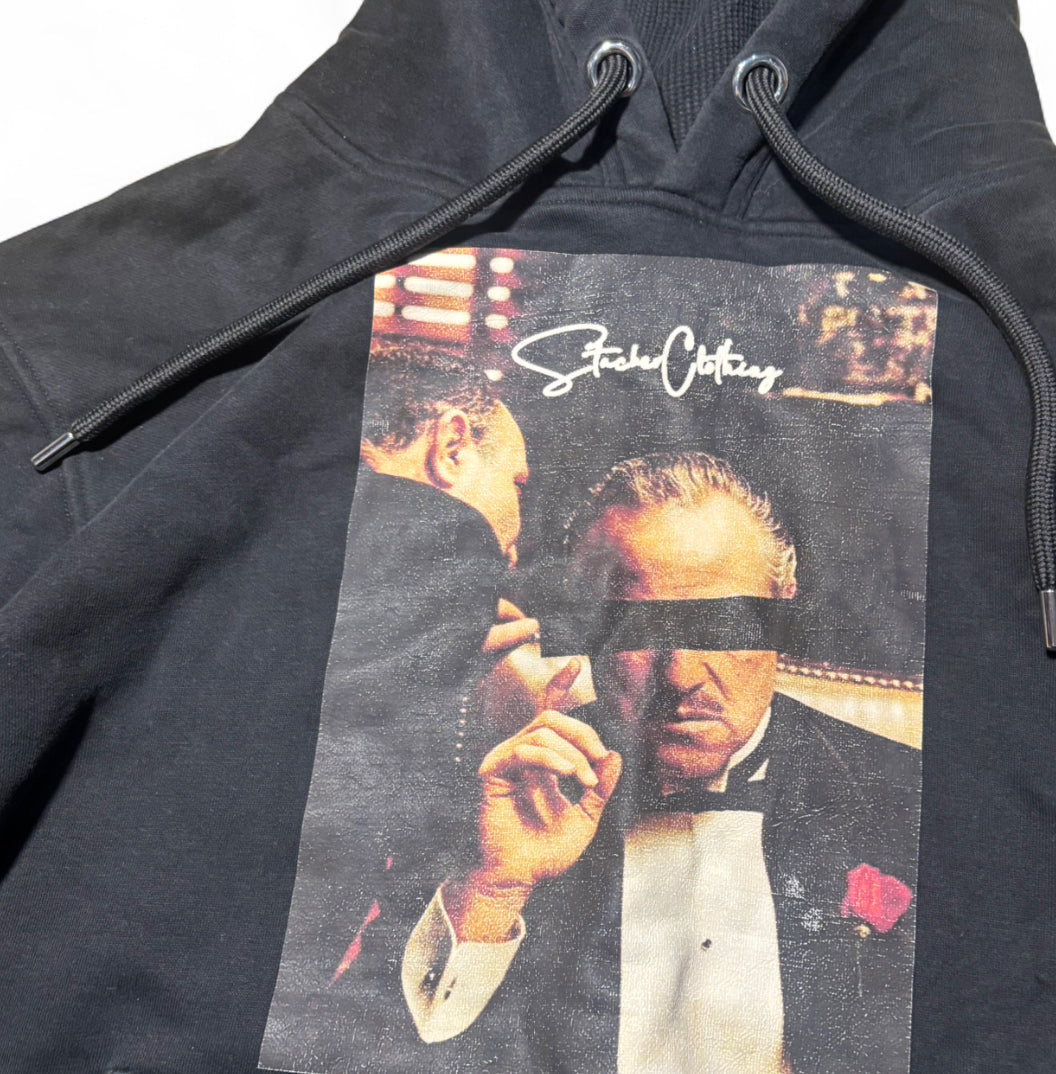 STACKER CLOTHING GODFATHER MOVIE BLACK GRAPHIC HOODIE M