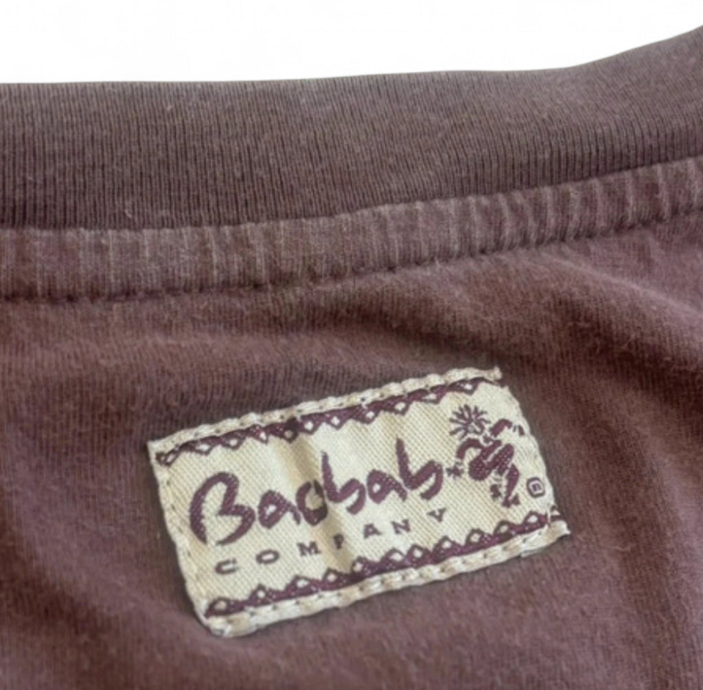 Y2K ERA 2009 BAOBAB COMPANY BROWN GRAPHIC T-SHIRT TRIBAL MASKS LES SAINTES LARGE