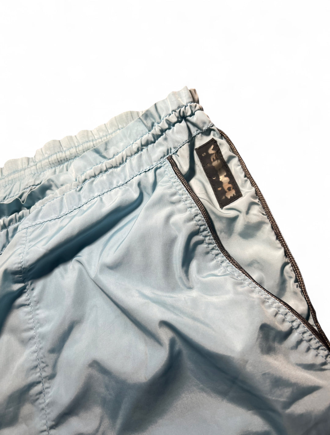 VINTAGE VERSACE SPORT LIGHTWEIGHT NYLON TRACK TROUSERS SKY BLUE SIZE S