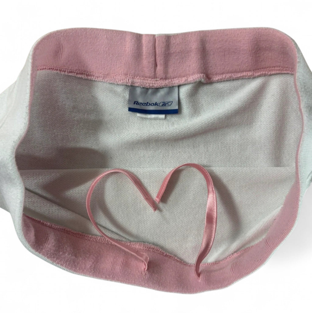 VINTAGE Y2K REEBOK MINI SKIRT WHITE PINK TRIM GOLD LOGO UK 12 M