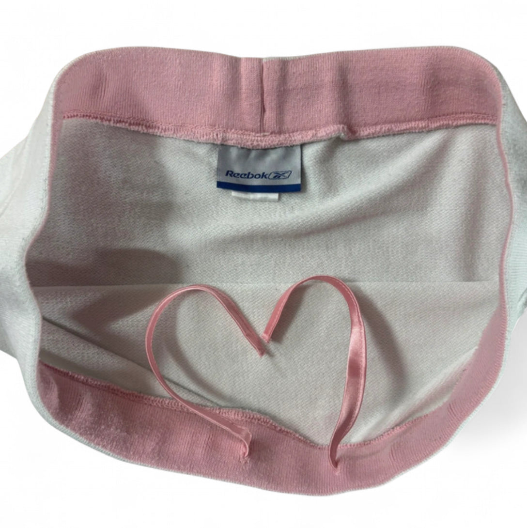 VINTAGE Y2K REEBOK MINI SKIRT WHITE PINK TRIM GOLD LOGO UK 12 M
