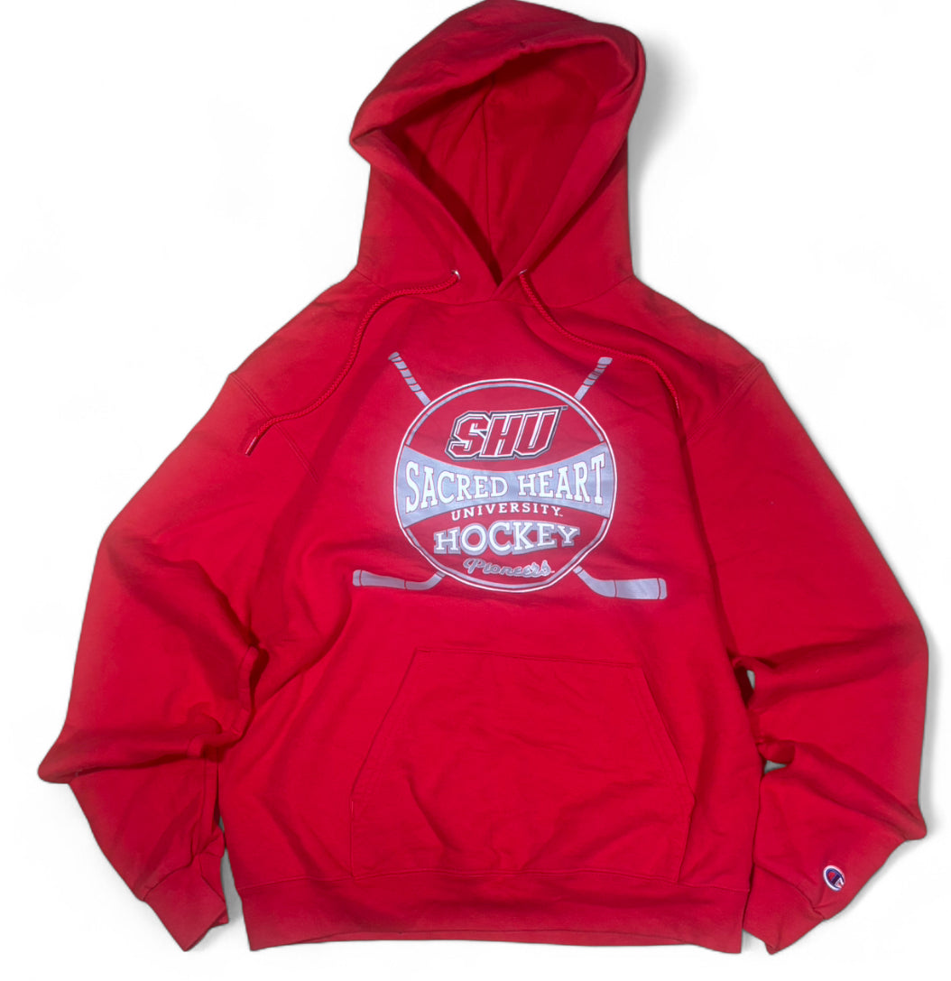 VINTAGE CHAMPION SACRED HEART UNIVERSITY SHU HOCKEY HOODIE RED M