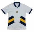 ADIDAS REAL MADRID CF RETRO 90S STYLE TRAINING SHIRT SHORT SLEEVE SIZE M WHITE NAVY YELLOW