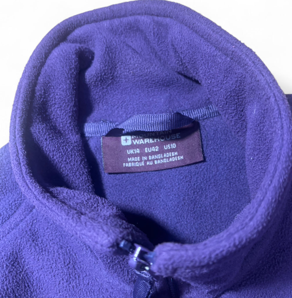 MOUNTAIN WAREHOUSE PURPLE FULL ZIP FLEECE JACKET UK 14 / M