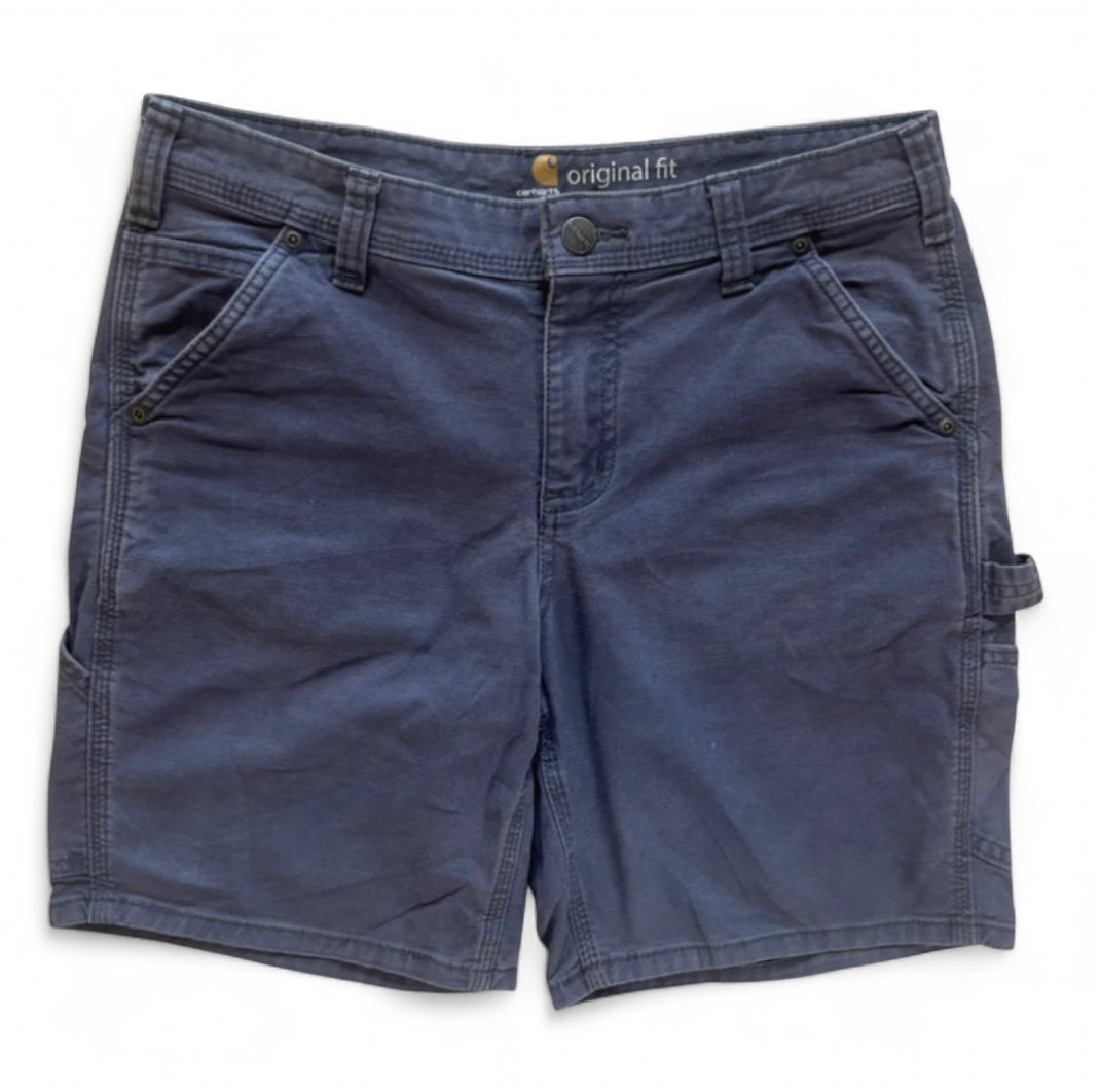 CARHARTT ORIGINAL FIT CARPENTER UTILITY SHORTS - WASHED NAVY BLUE COTTON WORKWEAR