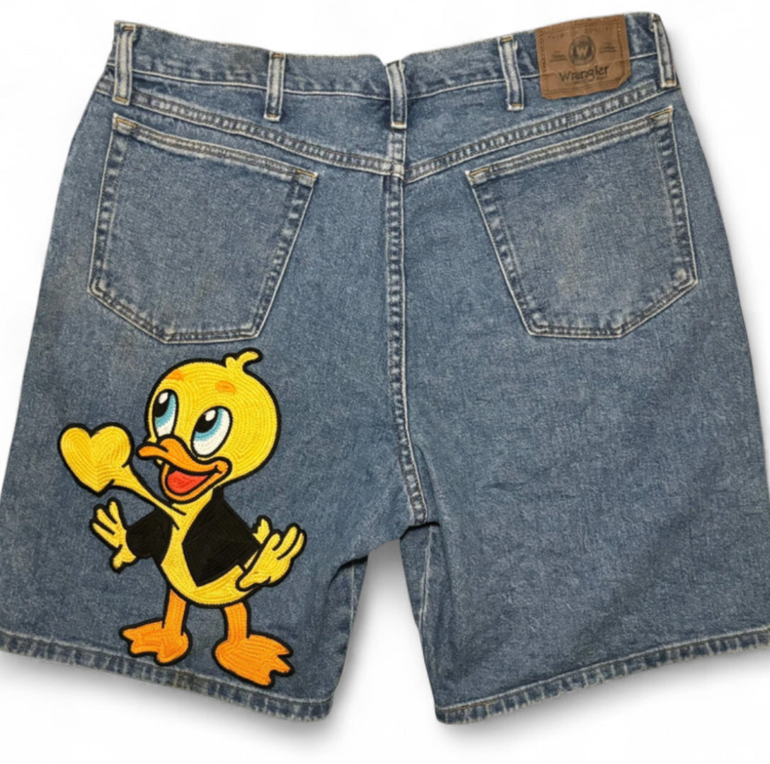 WRANGLER DENIM JORTS WASHED BLUE - 1 OF 1 CUSTOM LOONEY TUNES