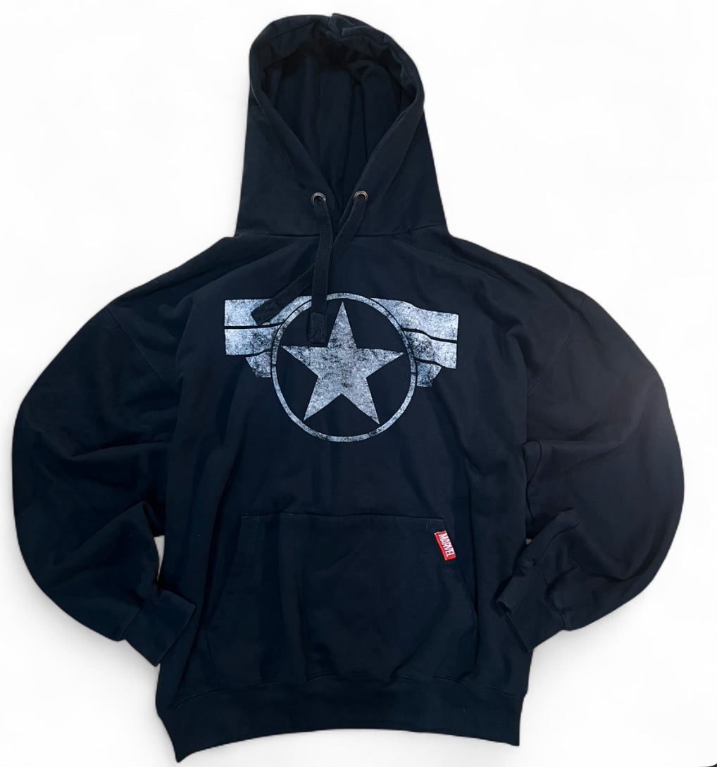 MARVEL CAPTAIN AMERICA DISTRESSED STAR LOGO HOODIE SIZE XL