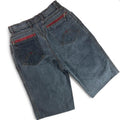90s JINGLERS VINTAGE DENIM JORTS - GREY ACID WASH RED ZIP W26