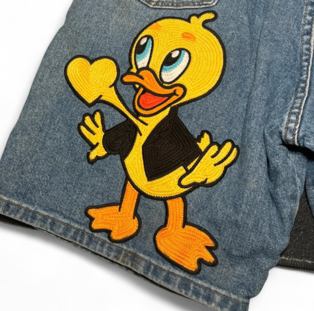 WRANGLER DENIM JORTS WASHED BLUE - 1 OF 1 CUSTOM LOONEY TUNES
