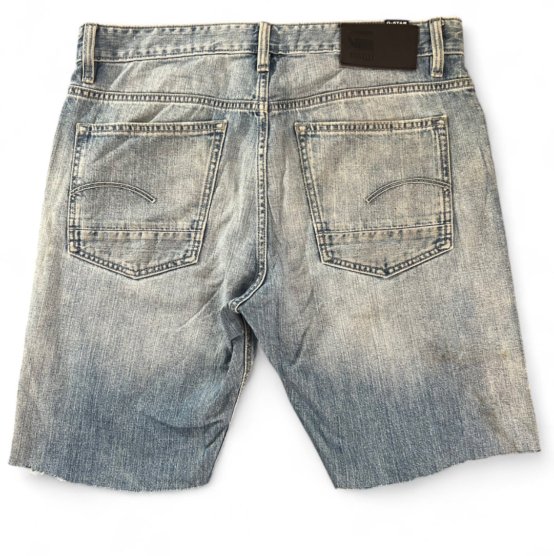 G-STAR RAW TRIPLE A STRAIGHT DENIM JORTS LIGHT WASH RAW HEM W34