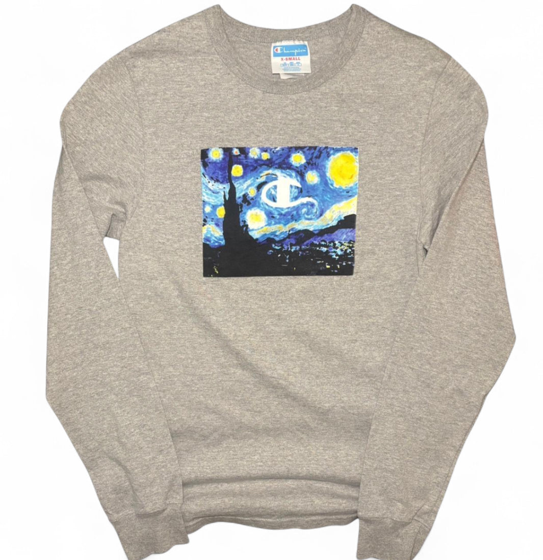 CHAMPION x MoMA STARRY NIGHT LONG SLEEVE TEE - GREY 2021 COLLAB