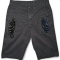 DICKIES CUSTOM SHORTS - 1 OF 1 BEADED WING - BLACK W30 Y2K BIKER