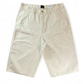 REWORKED H&M BAGGY FIT CARPENTER DENIM JORTS ECRU WHITE RAW HEM W36