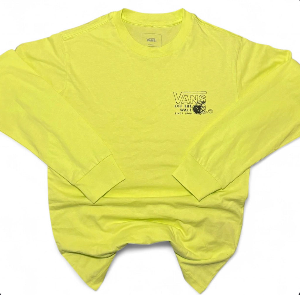 VANS OFF THE WALL “UNDERGROUND” LONG SLEEVE NEON YELLOW SKELETON GRAPHIC SKATEWEAR