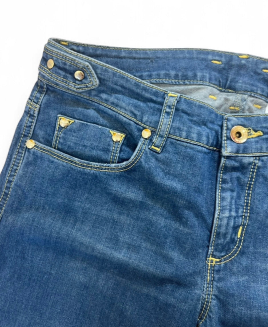 LOVE MOSCHINO Y2K EMBROIDERED "LOVE" FLARED DENIM JEANS W27 (UK 8-10)